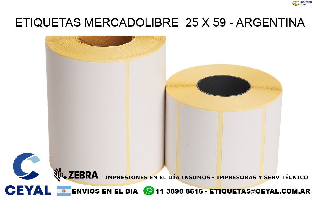 ETIQUETAS MERCADOLIBRE  25 x 59 - ARGENTINA