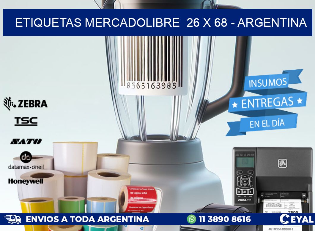 ETIQUETAS MERCADOLIBRE  26 x 68 - ARGENTINA
