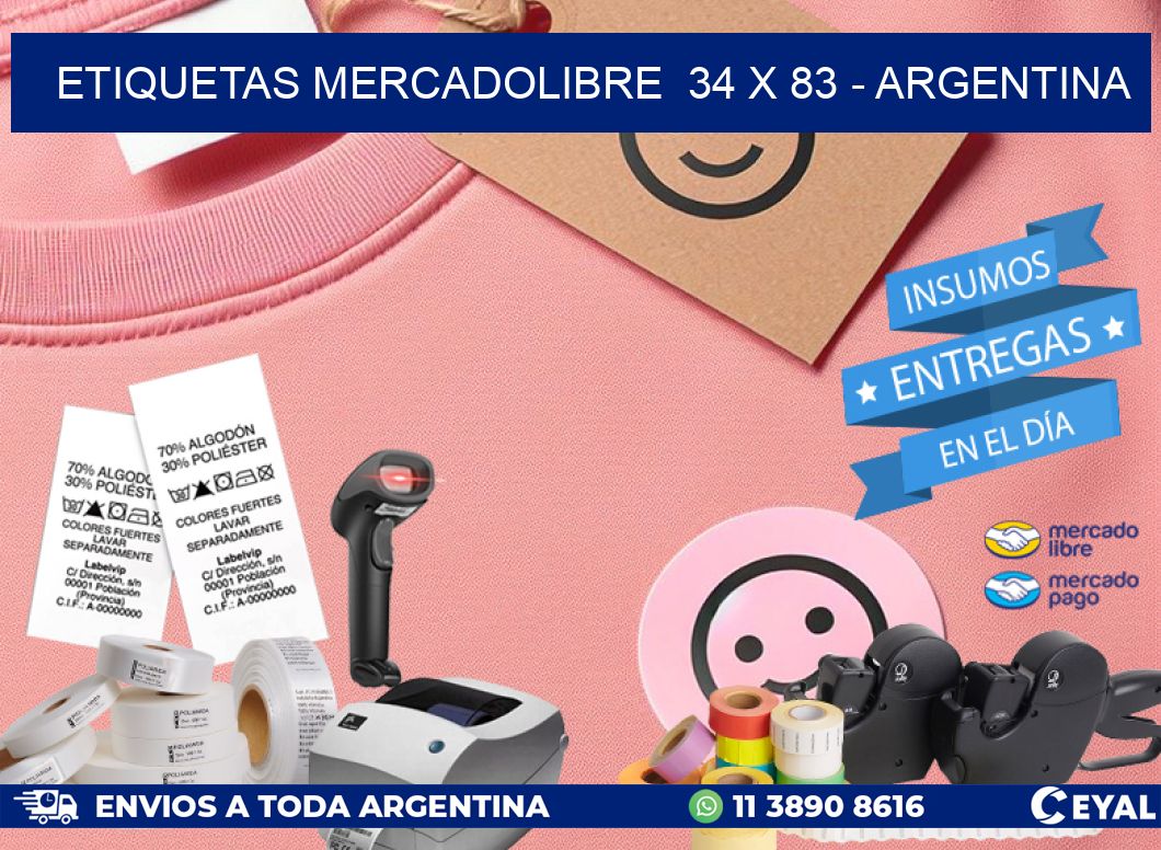 ETIQUETAS MERCADOLIBRE  34 x 83 - ARGENTINA