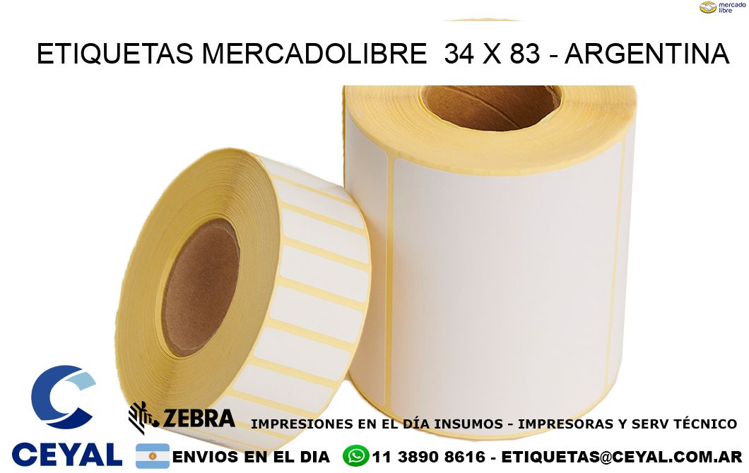 ETIQUETAS MERCADOLIBRE  34 x 83 - ARGENTINA