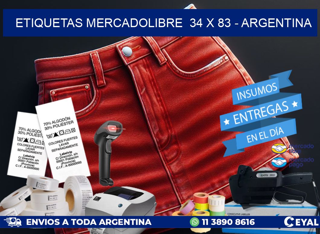 ETIQUETAS MERCADOLIBRE  34 x 83 – ARGENTINA