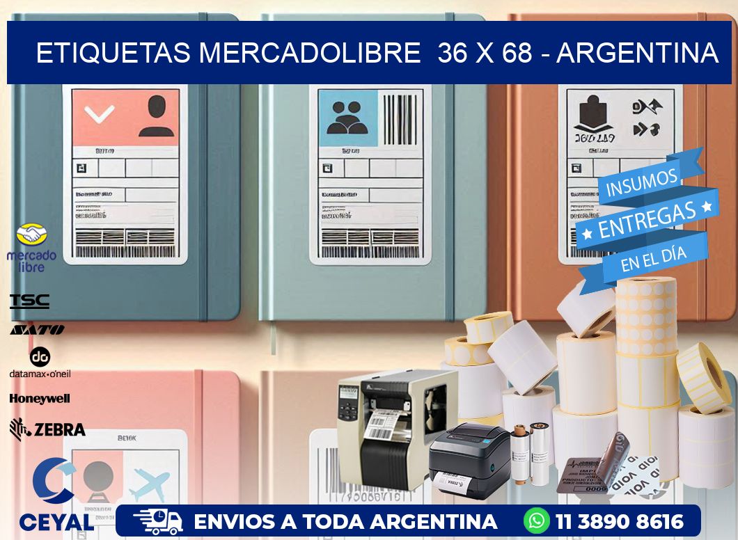 ETIQUETAS MERCADOLIBRE  36 x 68 - ARGENTINA
