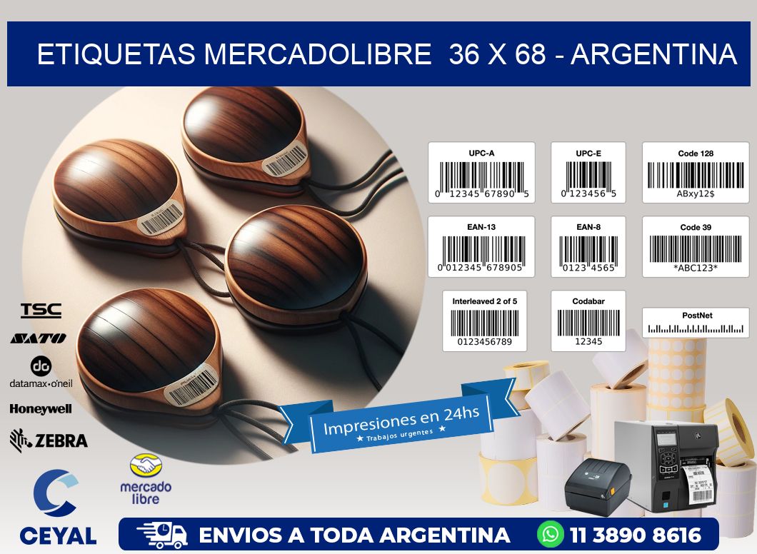 ETIQUETAS MERCADOLIBRE  36 x 68 - ARGENTINA
