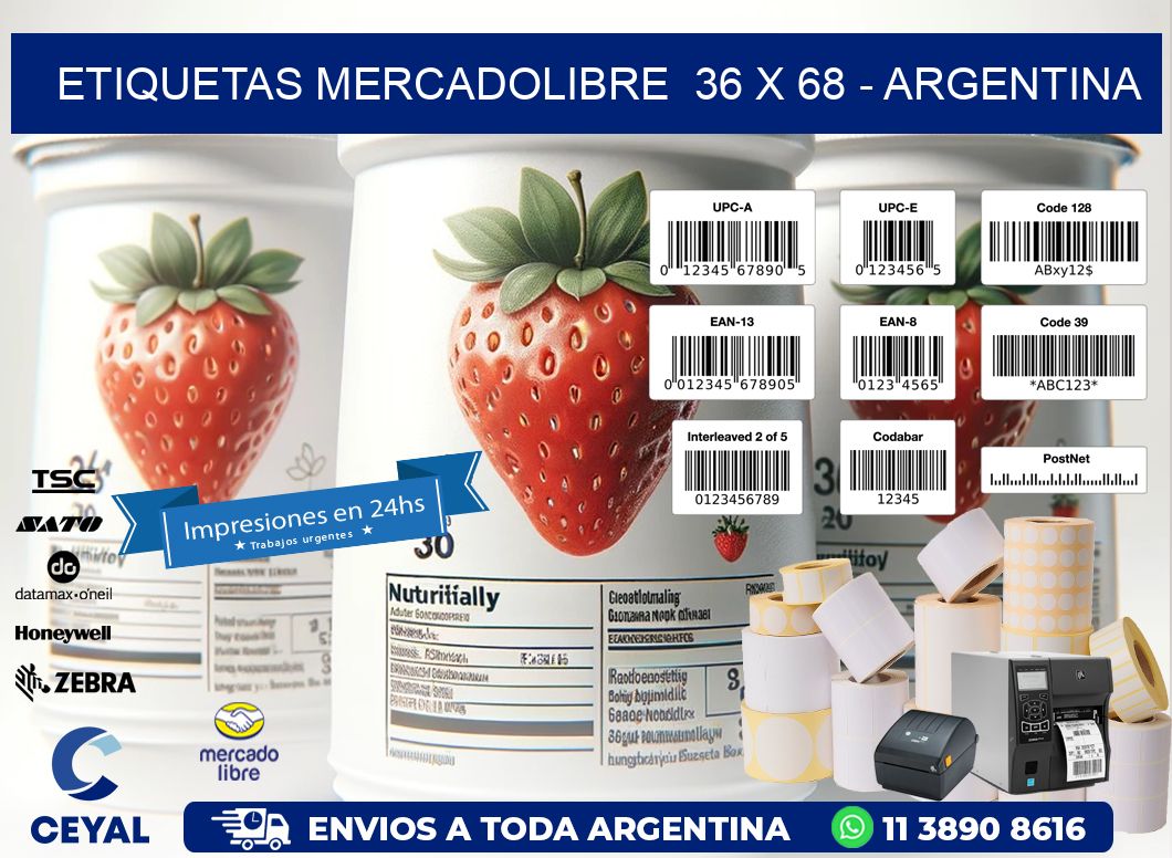 ETIQUETAS MERCADOLIBRE  36 x 68 - ARGENTINA