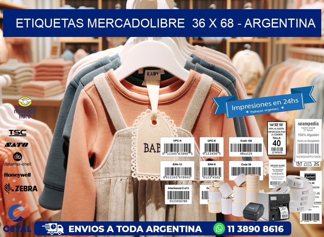 ETIQUETAS MERCADOLIBRE  36 x 68 - ARGENTINA