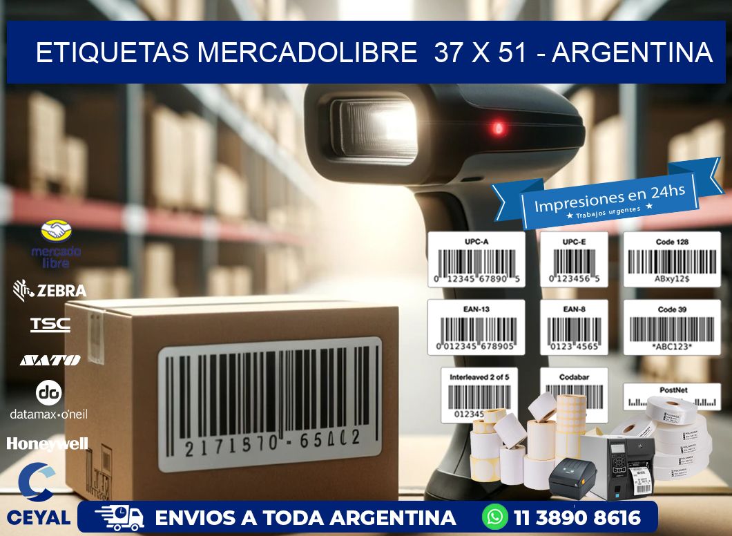 ETIQUETAS MERCADOLIBRE  37 x 51 - ARGENTINA