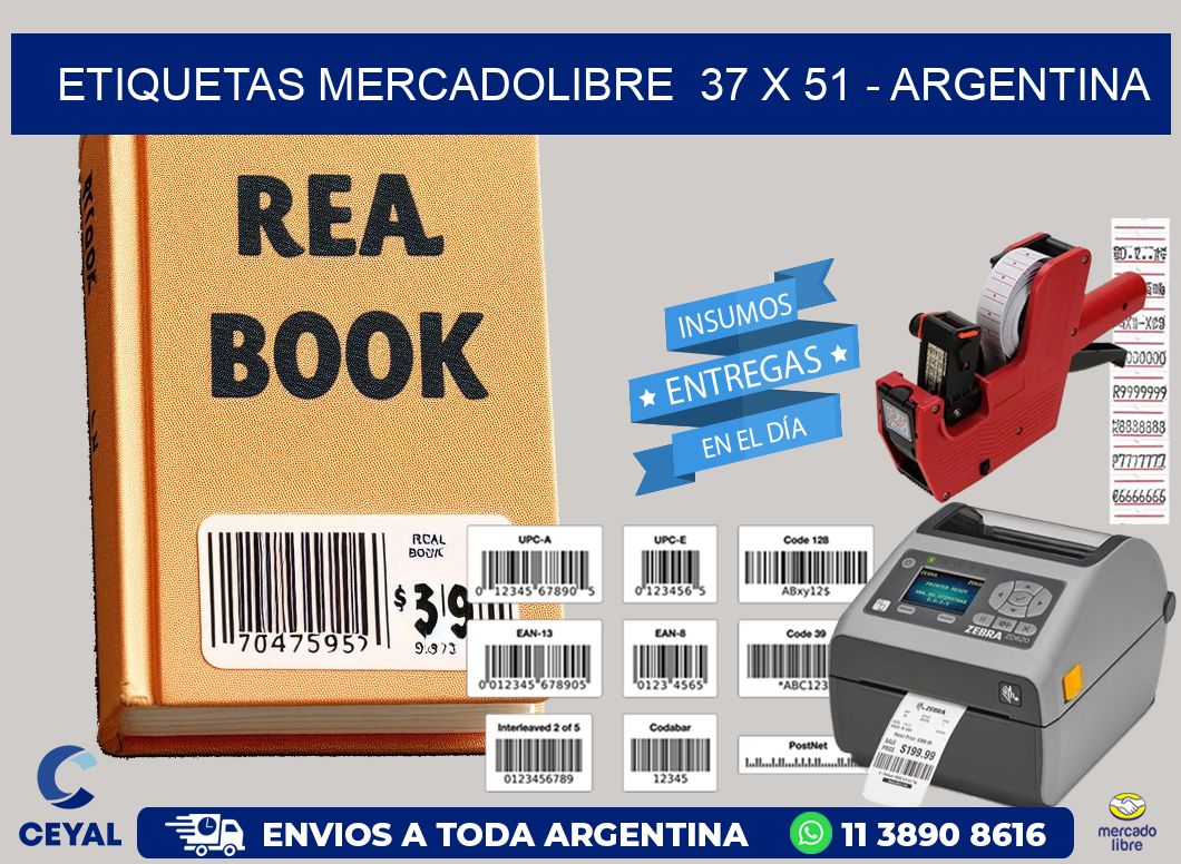 ETIQUETAS MERCADOLIBRE  37 x 51 - ARGENTINA