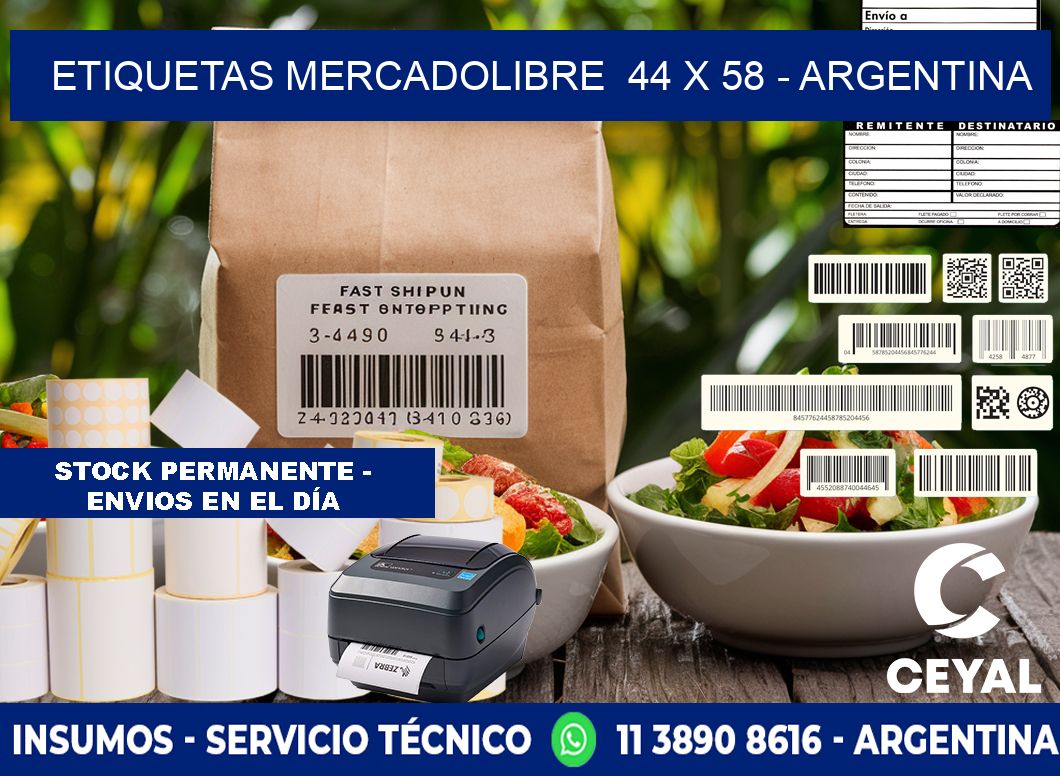 ETIQUETAS MERCADOLIBRE  44 x 58 - ARGENTINA