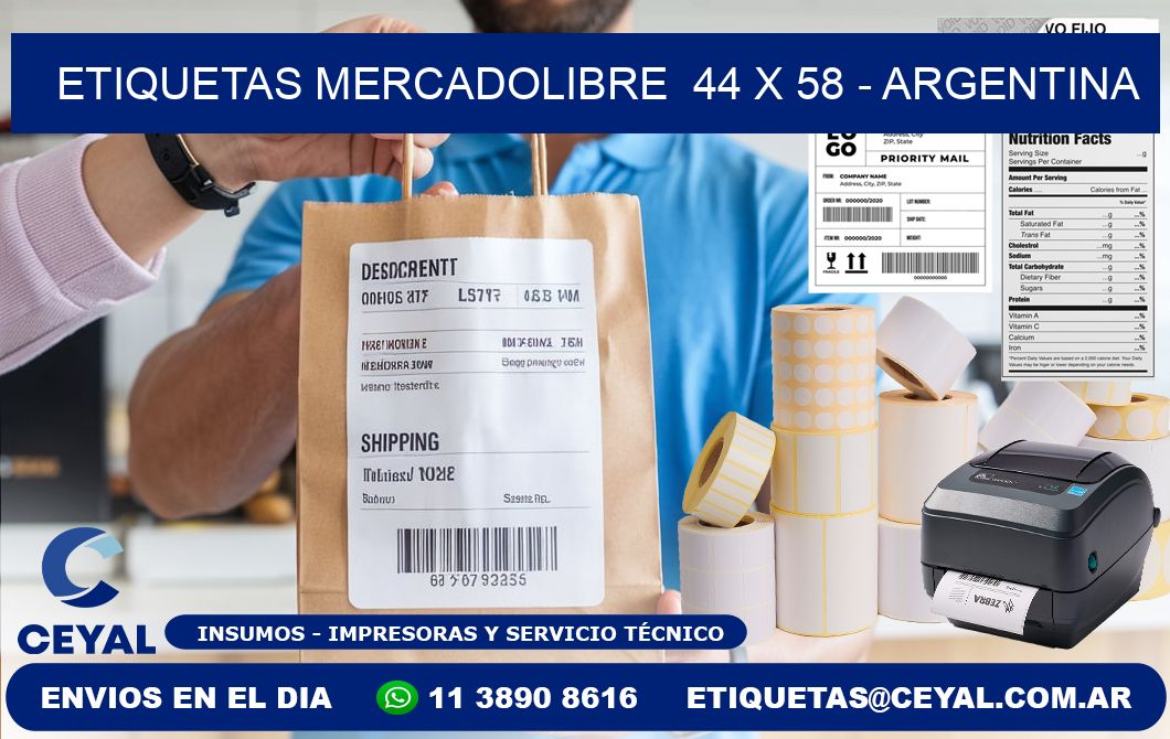 ETIQUETAS MERCADOLIBRE  44 x 58 - ARGENTINA