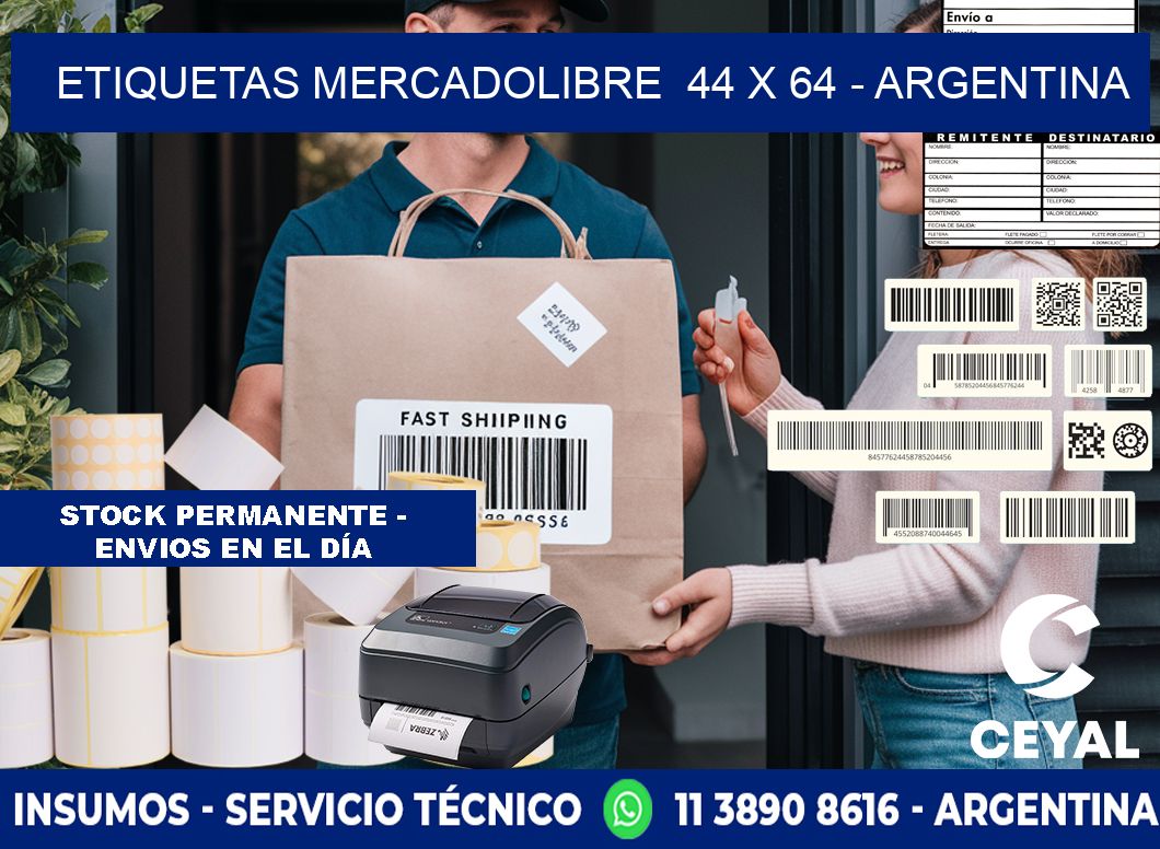 ETIQUETAS MERCADOLIBRE  44 x 64 - ARGENTINA