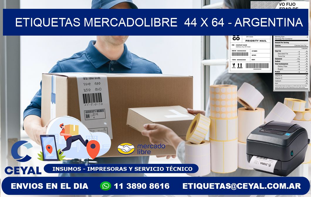 ETIQUETAS MERCADOLIBRE  44 x 64 - ARGENTINA