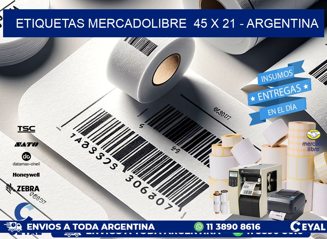 ETIQUETAS MERCADOLIBRE  45 x 21 - ARGENTINA