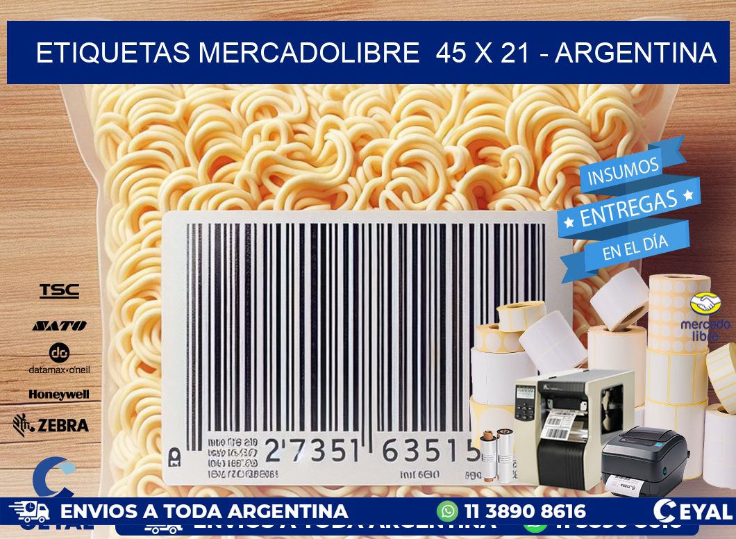 ETIQUETAS MERCADOLIBRE  45 x 21 - ARGENTINA