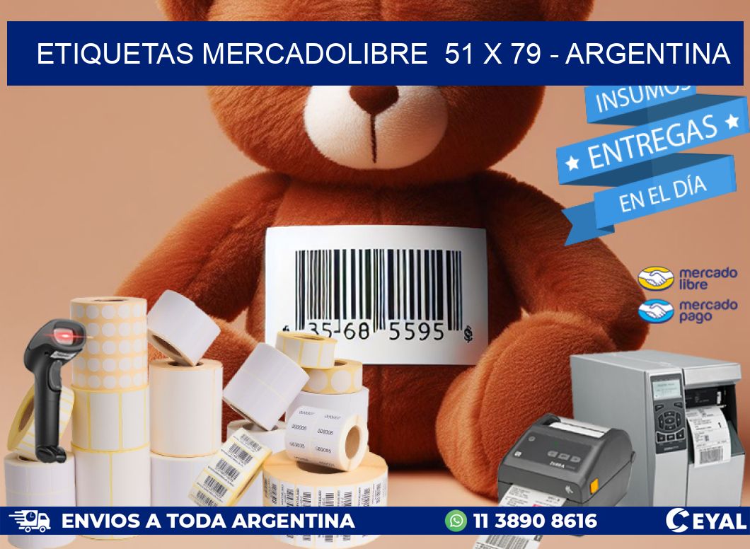 ETIQUETAS MERCADOLIBRE  51 x 79 - ARGENTINA