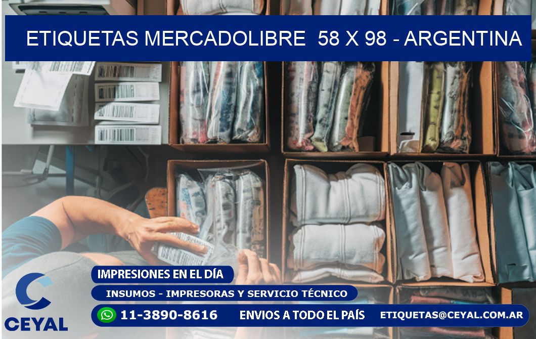 ETIQUETAS MERCADOLIBRE  58 x 98 - ARGENTINA