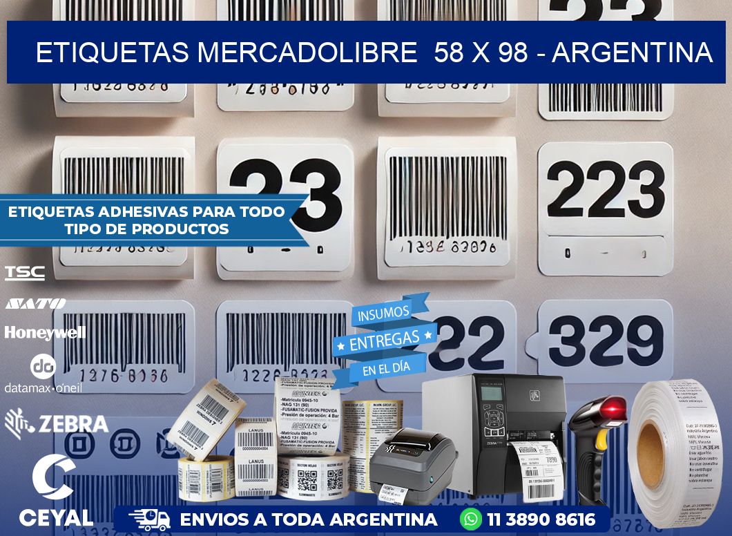 ETIQUETAS MERCADOLIBRE  58 x 98 - ARGENTINA