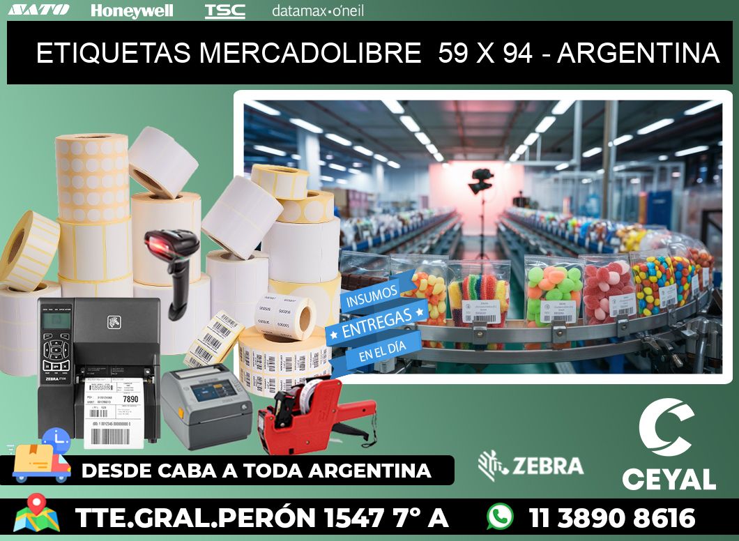 ETIQUETAS MERCADOLIBRE  59 x 94 - ARGENTINA