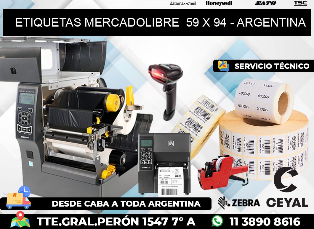 ETIQUETAS MERCADOLIBRE  59 x 94 - ARGENTINA