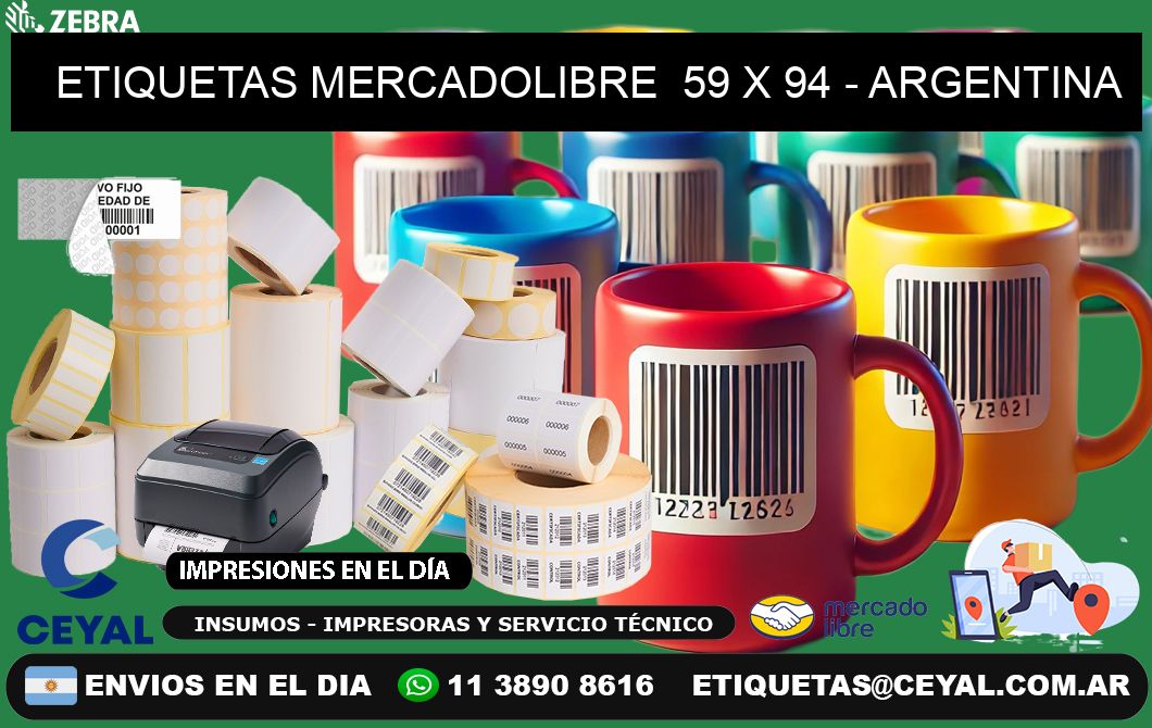 ETIQUETAS MERCADOLIBRE  59 x 94 - ARGENTINA