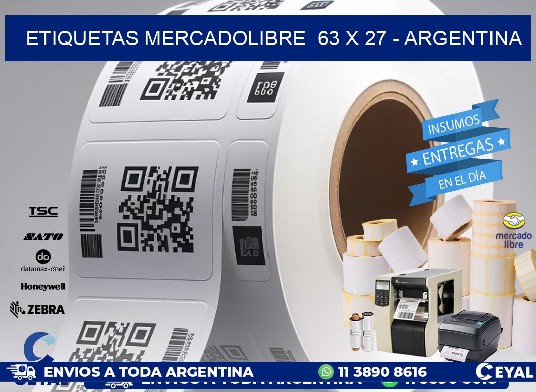 ETIQUETAS MERCADOLIBRE  63 x 27 - ARGENTINA