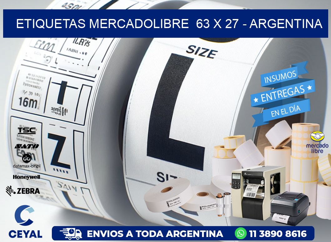 ETIQUETAS MERCADOLIBRE  63 x 27 - ARGENTINA