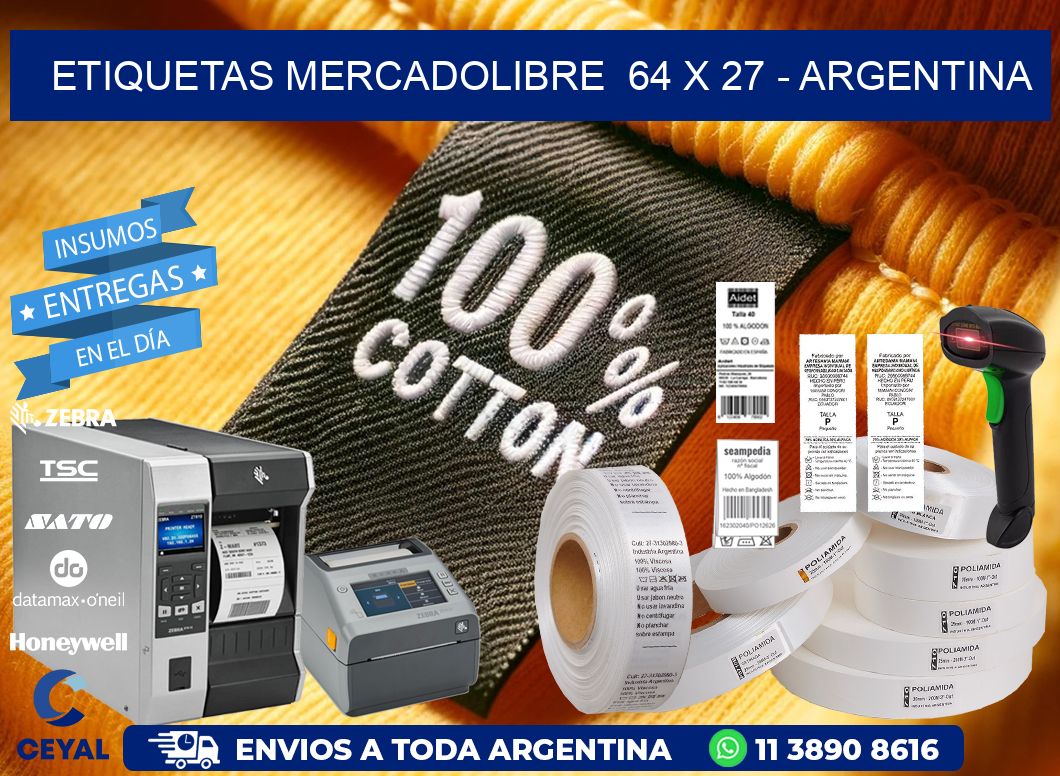 ETIQUETAS MERCADOLIBRE  64 x 27 - ARGENTINA