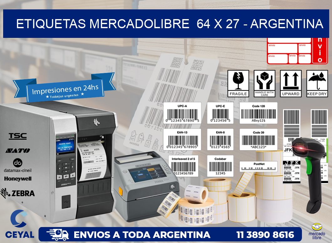 ETIQUETAS MERCADOLIBRE  64 x 27 – ARGENTINA