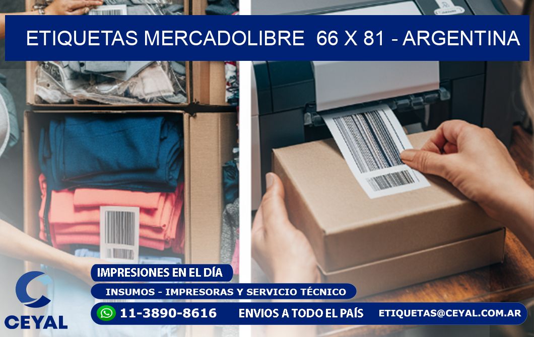 ETIQUETAS MERCADOLIBRE  66 x 81 - ARGENTINA