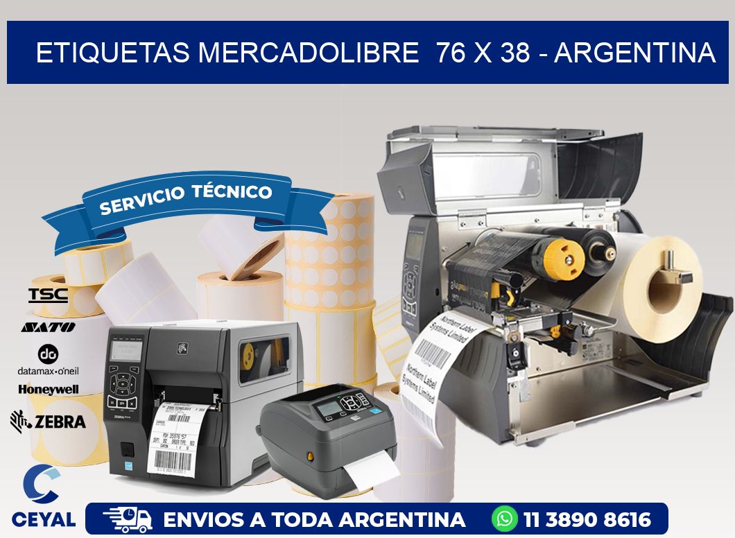 ETIQUETAS MERCADOLIBRE  76 x 38 - ARGENTINA