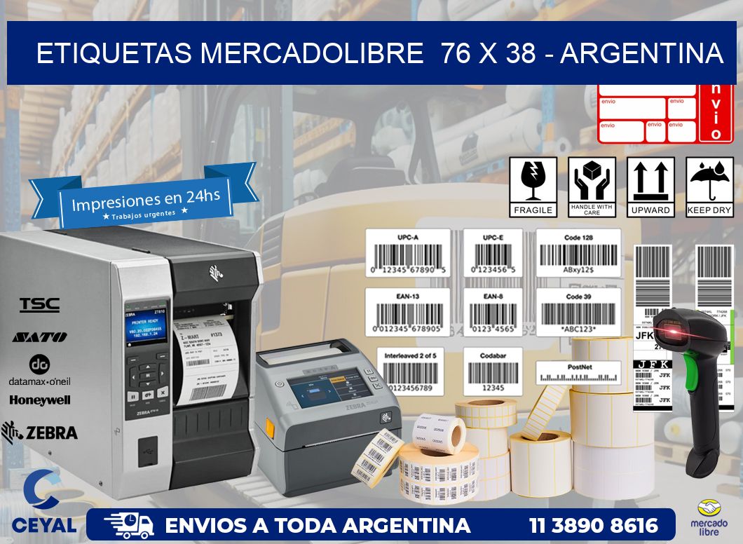 ETIQUETAS MERCADOLIBRE  76 x 38 – ARGENTINA