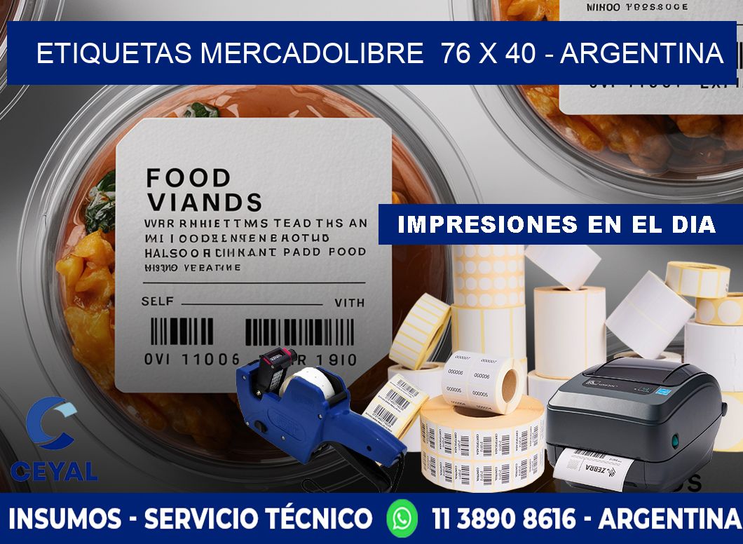 ETIQUETAS MERCADOLIBRE  76 x 40 - ARGENTINA