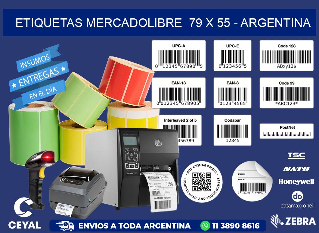 ETIQUETAS MERCADOLIBRE  79 x 55 - ARGENTINA