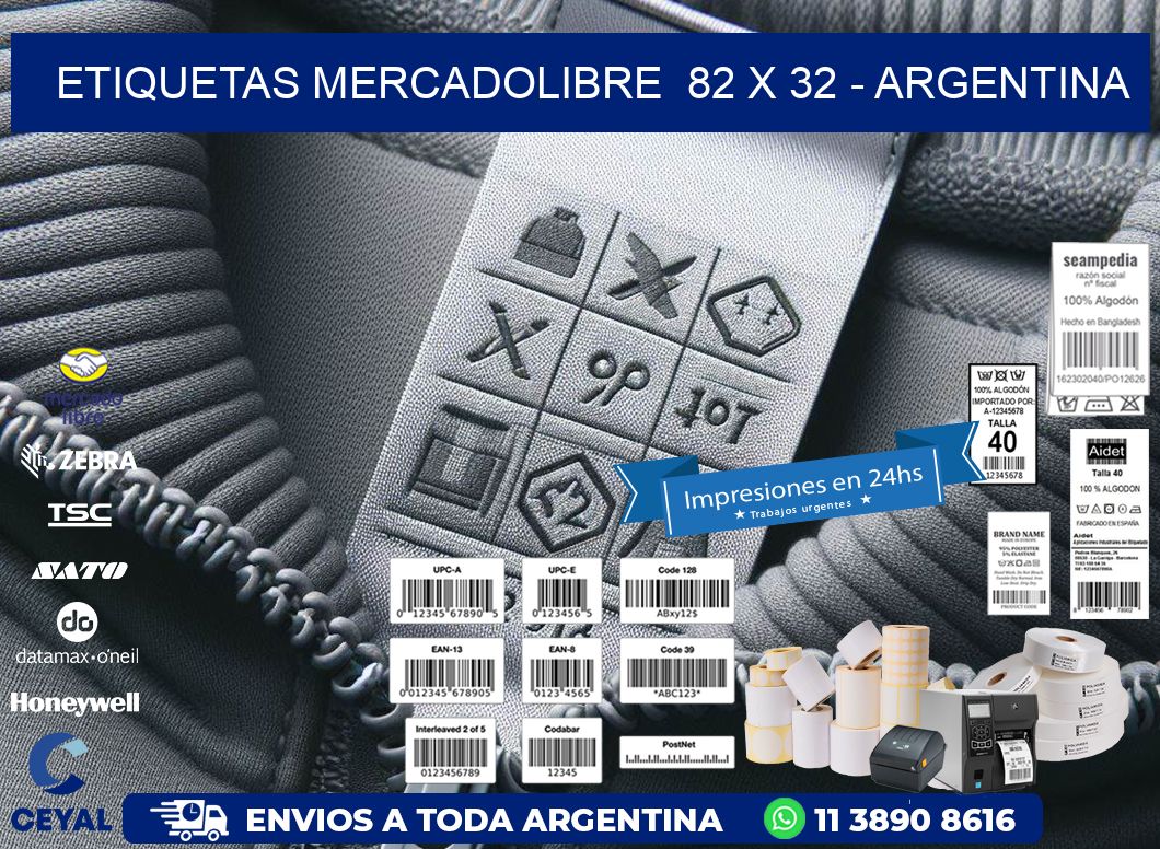 ETIQUETAS MERCADOLIBRE  82 x 32 - ARGENTINA