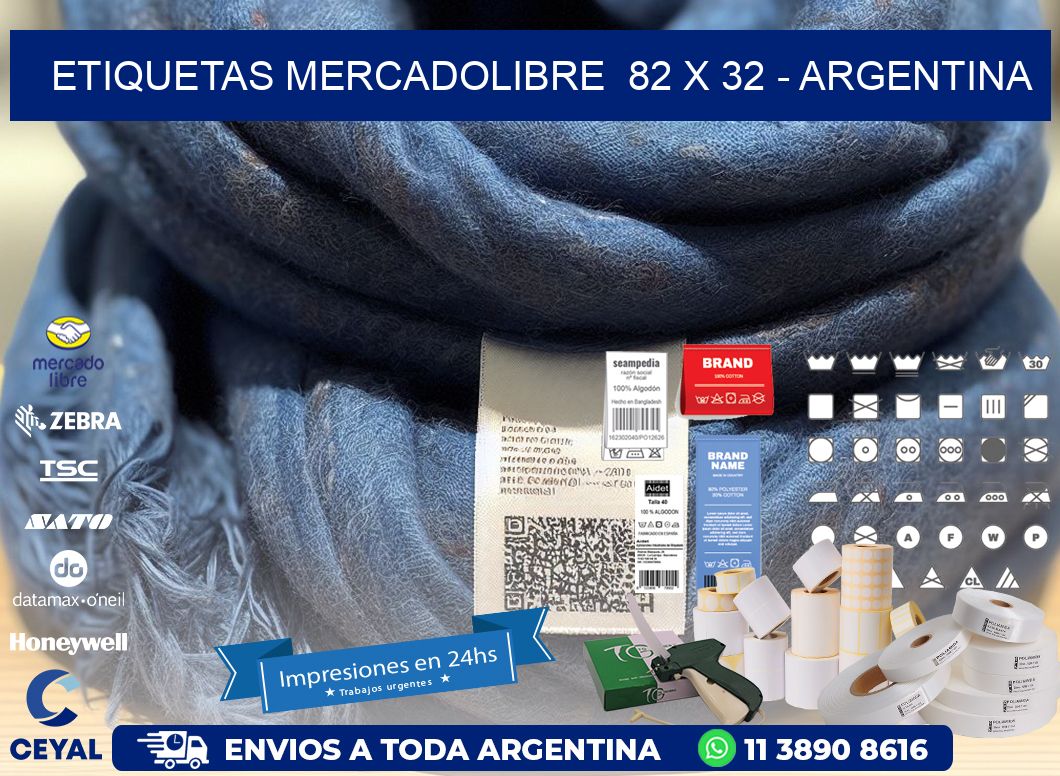 ETIQUETAS MERCADOLIBRE  82 x 32 - ARGENTINA