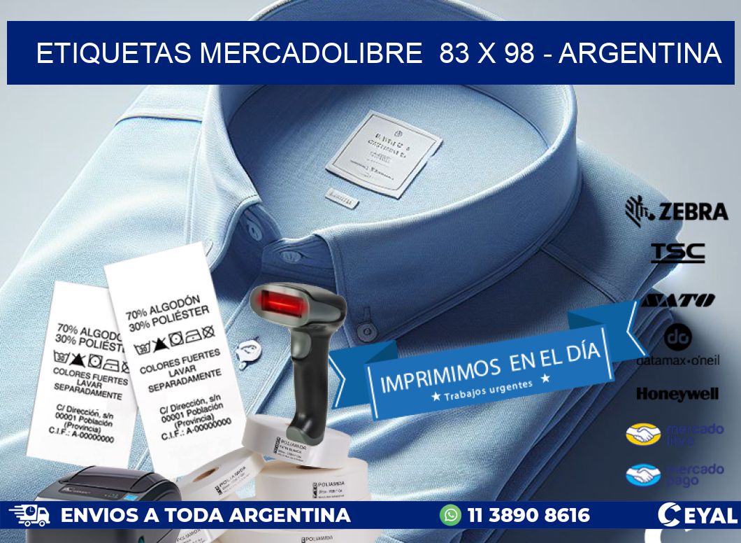 ETIQUETAS MERCADOLIBRE  83 x 98 - ARGENTINA