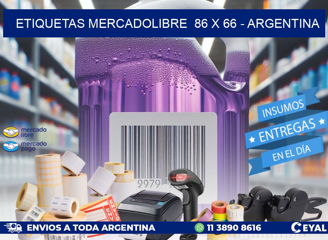 ETIQUETAS MERCADOLIBRE  86 x 66 - ARGENTINA