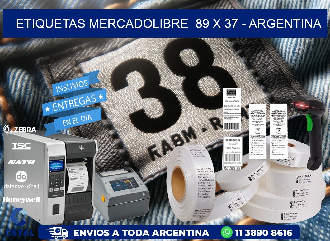 ETIQUETAS MERCADOLIBRE  89 x 37 - ARGENTINA