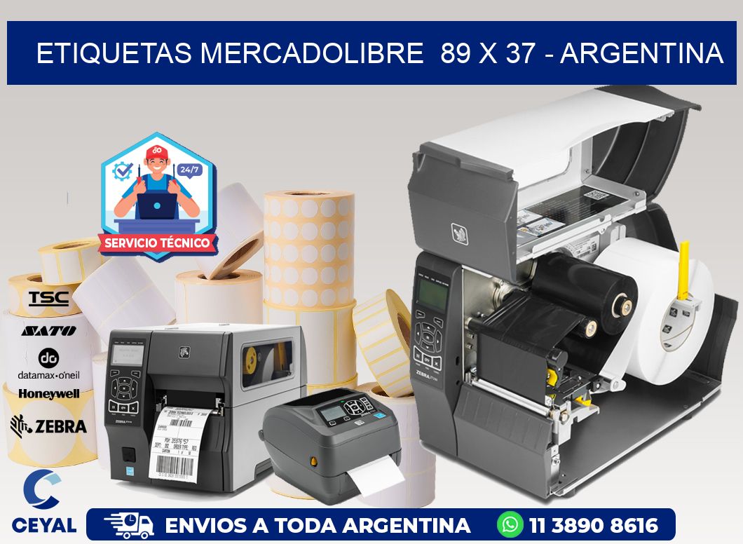 ETIQUETAS MERCADOLIBRE  89 x 37 - ARGENTINA