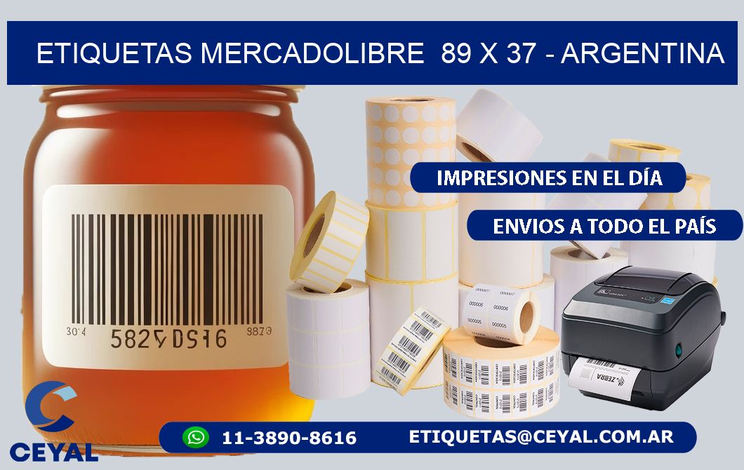 ETIQUETAS MERCADOLIBRE  89 x 37 - ARGENTINA