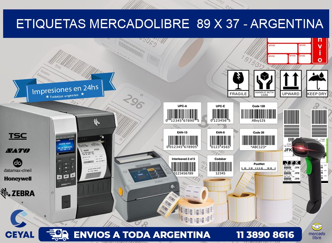 ETIQUETAS MERCADOLIBRE  89 x 37 – ARGENTINA