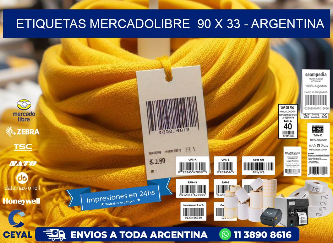 ETIQUETAS MERCADOLIBRE  90 x 33 - ARGENTINA