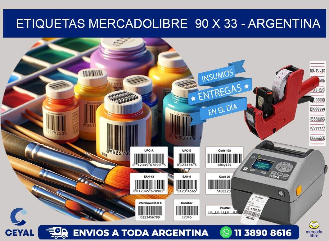 ETIQUETAS MERCADOLIBRE  90 x 33 - ARGENTINA