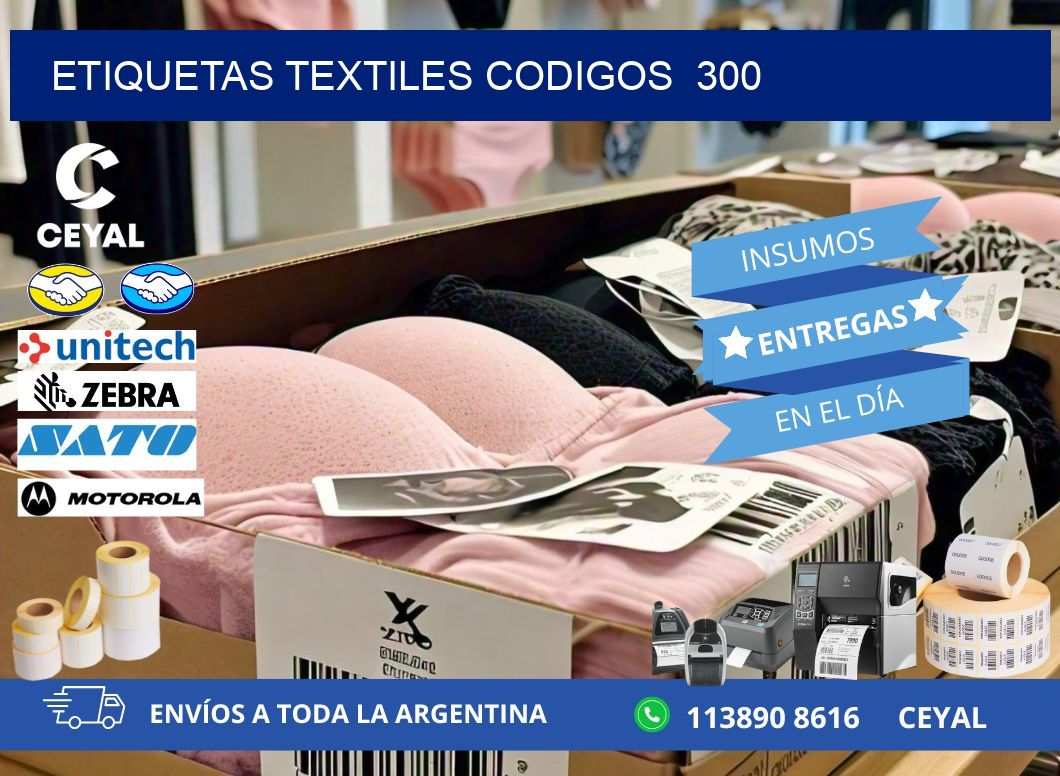 ETIQUETAS TEXTILES CODIGOS  300