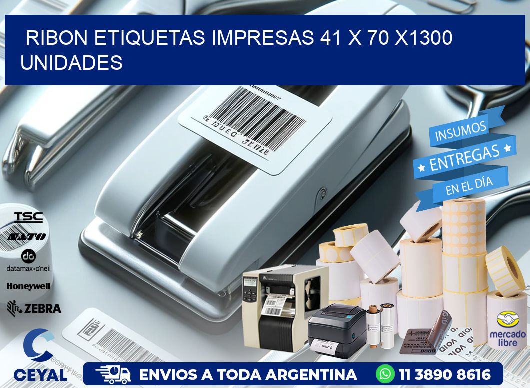 RIBON ETIQUETAS IMPRESAS 41 x 70 X1300 UNIDADES