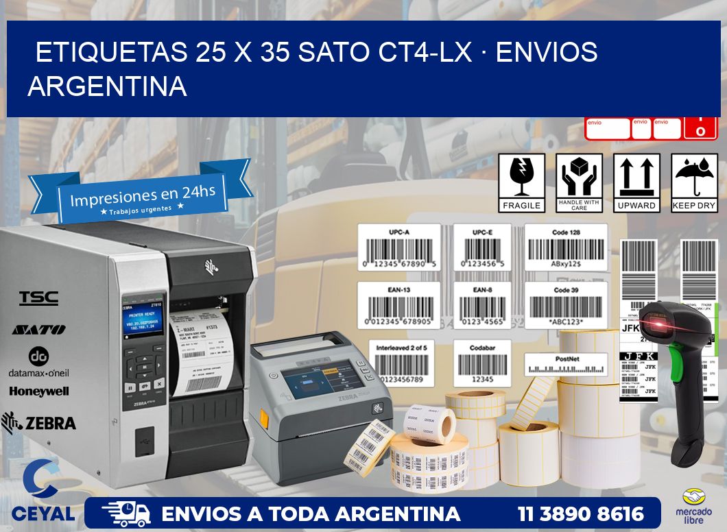 ETIQUETAS 25 x 35 SATO CT4-LX · ENVIOS ARGENTINA