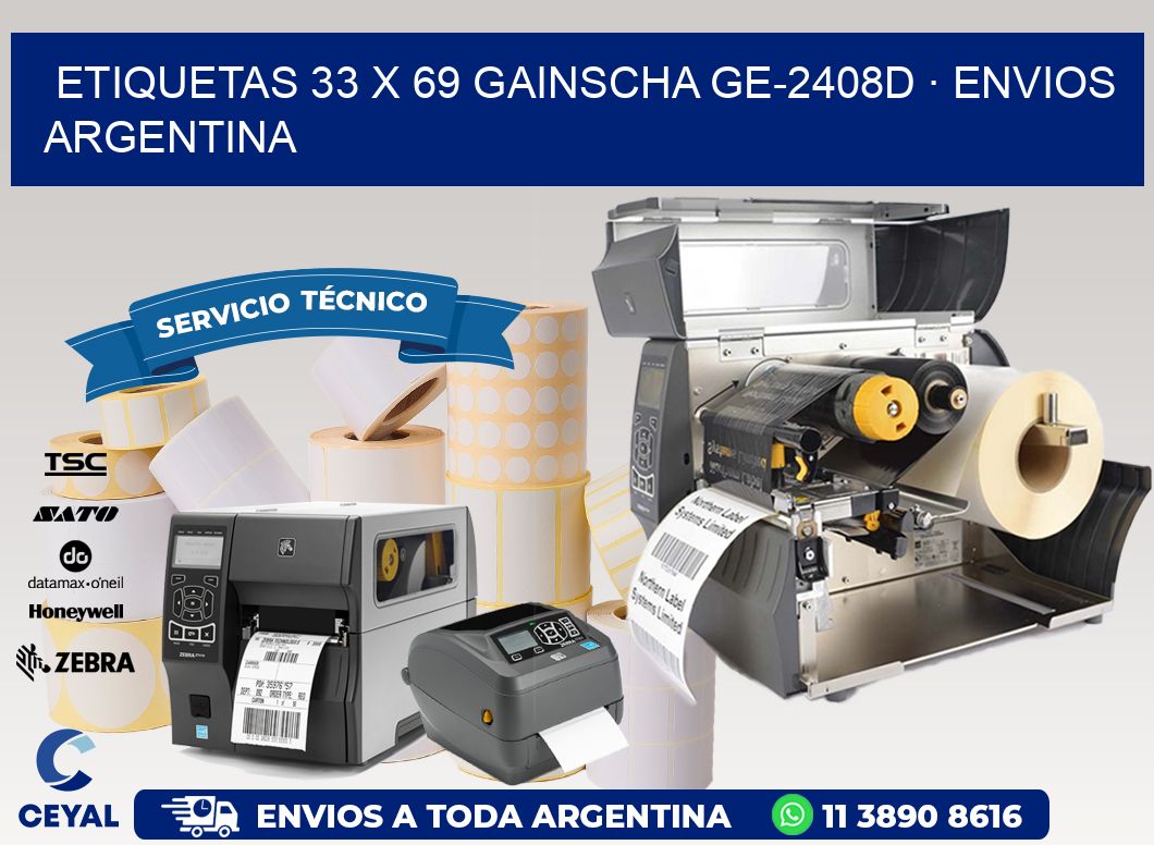 ETIQUETAS 33 x 69 GAINSCHA GE-2408D · ENVIOS ARGENTINA