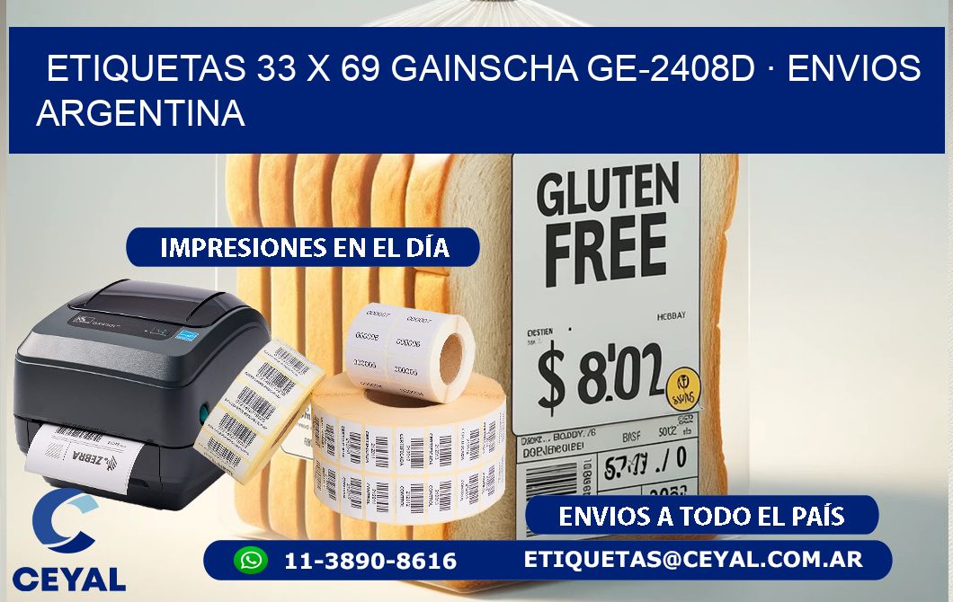 ETIQUETAS 33 x 69 GAINSCHA GE-2408D · ENVIOS ARGENTINA