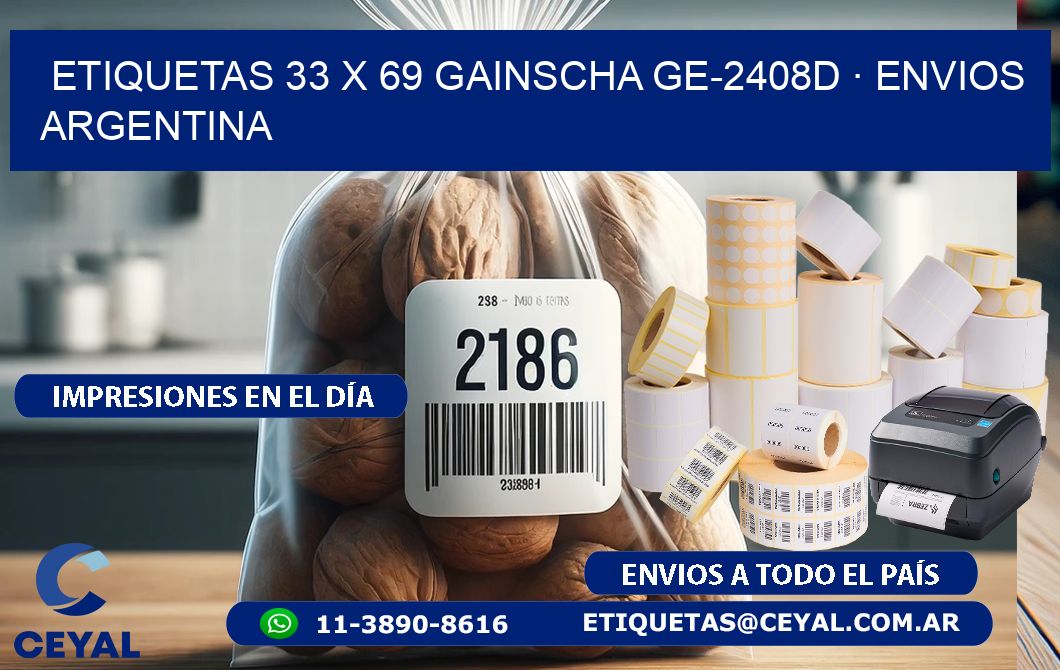 ETIQUETAS 33 x 69 GAINSCHA GE-2408D · ENVIOS ARGENTINA