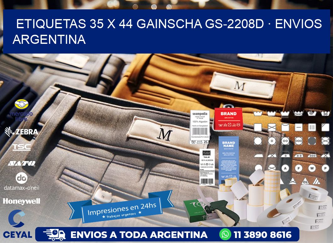 ETIQUETAS 35 x 44 GAINSCHA GS-2208D · ENVIOS ARGENTINA