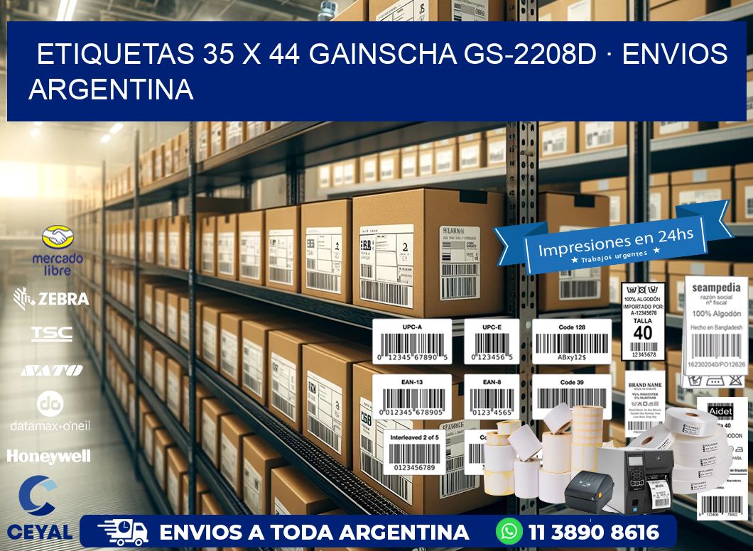 ETIQUETAS 35 x 44 GAINSCHA GS-2208D · ENVIOS ARGENTINA
